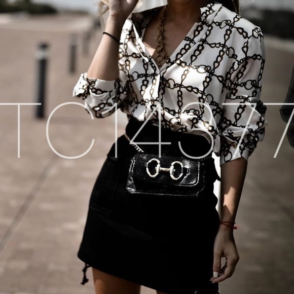 ZARA Chain Print Tunic Blouse - Picture 2 of 8